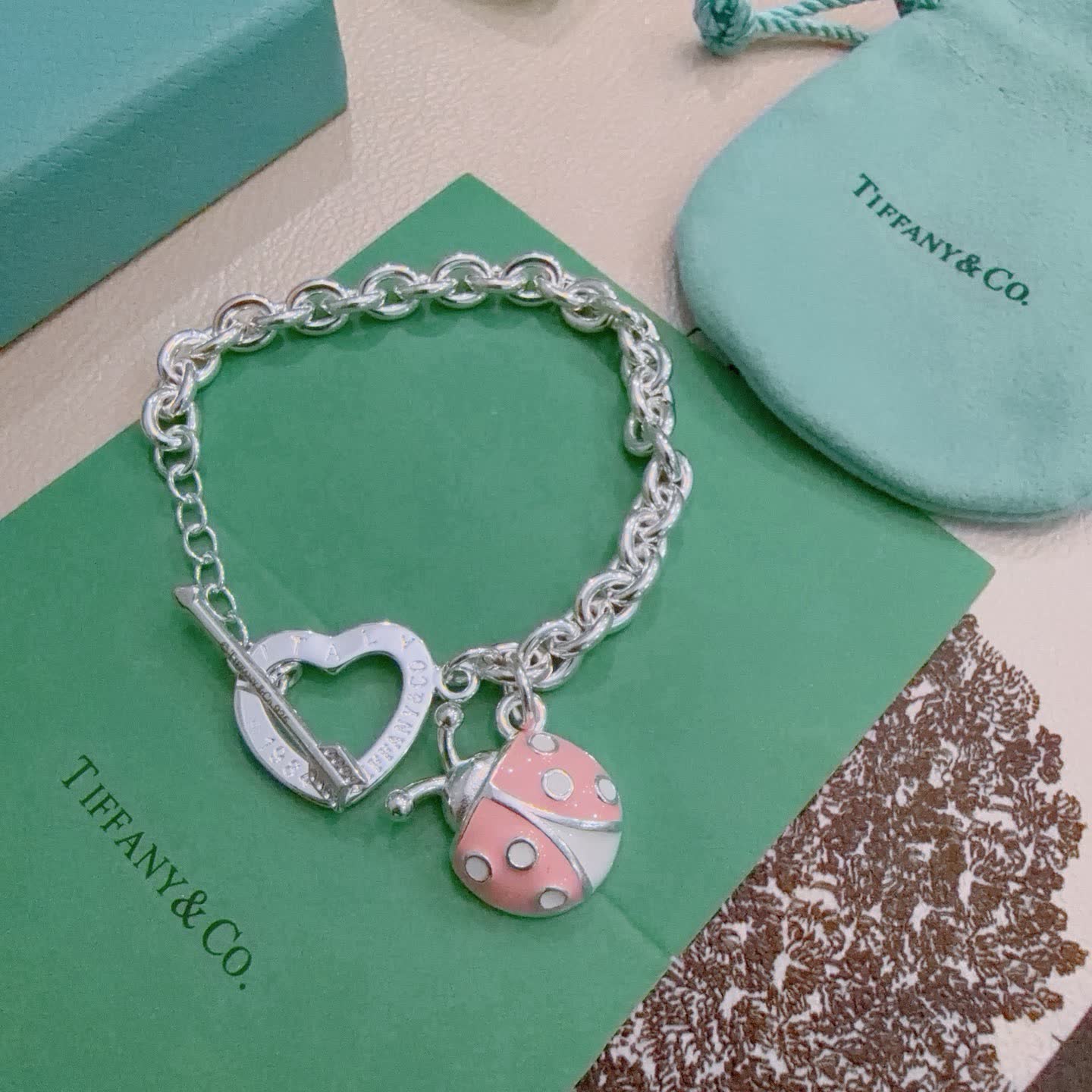 Tiffany & Co. Silver Ladybug Charm Bracelet